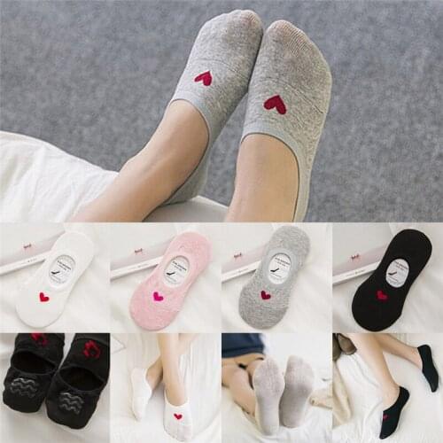 Summer Heart Women Girls Invisible Sock Boat Socks Ankle Socks Cotton Sock