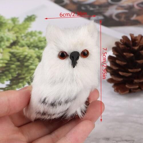 Cute Owl White Black Furry Christmas Bird Ornament Decoration Adornment Simulation For Home Decor Gift