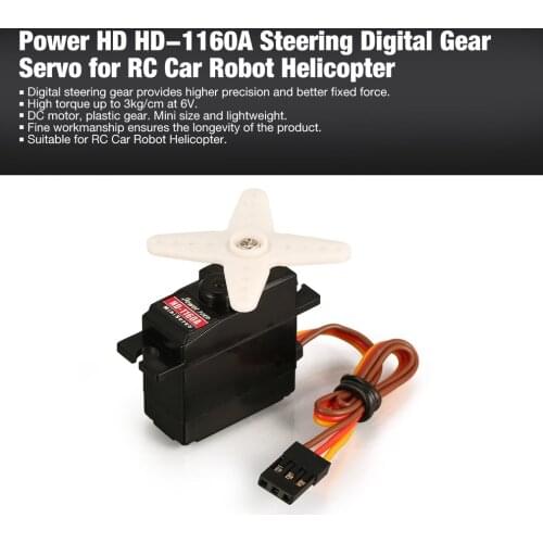 Power HD HD-1160A 3kg Steering Torque Digital Plastic Gear Mini Servo for RC Car Buggy Robot Helicopter Drone Spare Parts