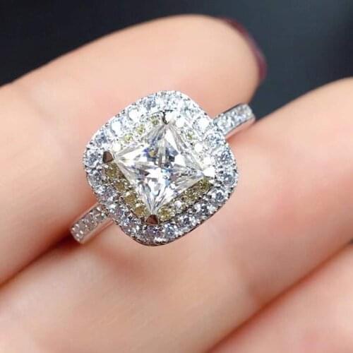 Moissanite, 1 carats Super luxury style square gem rare RING 925 silver contains certificate