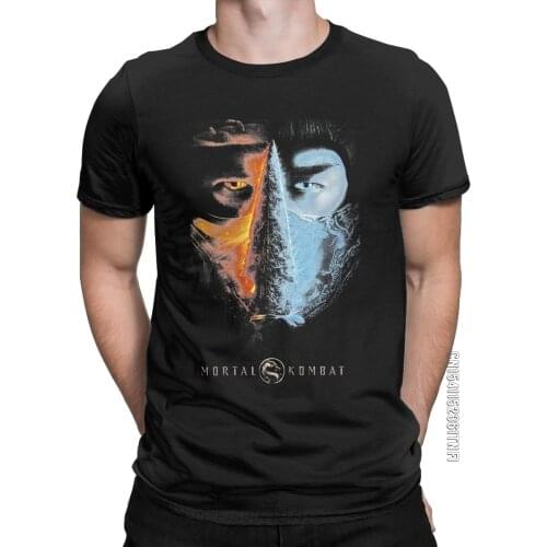 MK Movie Poster T Shirt Mens Pure Cotton Funny T-Shirt O Neck Mortal Kombat Tees Classic Short Sleeve Clothing Printing