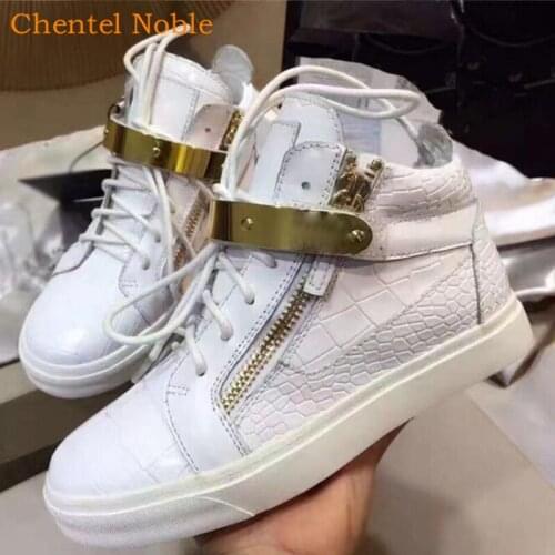 2019 Brand Male Comfortable Metal Loafers Men Casual Shoes Party Dress Shoes Men Flats Lace-Up Sneakers White Color Big Size