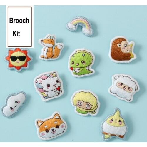 No Finish DIY Embroidery Brooch Kit Cartoon Animal Cross Stitch Needlework Handmade Art T-shirt Scarf Accessories Couples Gift