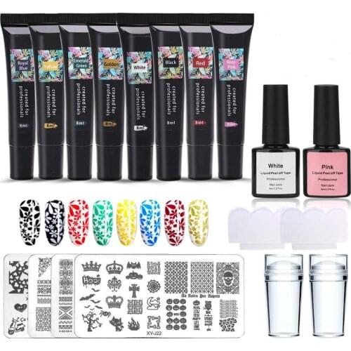8 Pcs Nail Stamping Plates Set Stamping Polish Flower Geometry Pattern Template Kit Varnish Basic Nail Art Stamp