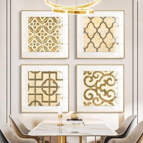 Simple modern abstract geometric pattern spliced American retro art poster living room decoration picture printing