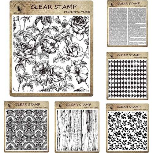 1Pcs Retro/Background DIY Scrapbooking Photo Album Decor Transparent Silicone Decoration Supplies Card Making Stamp Seal Crafts