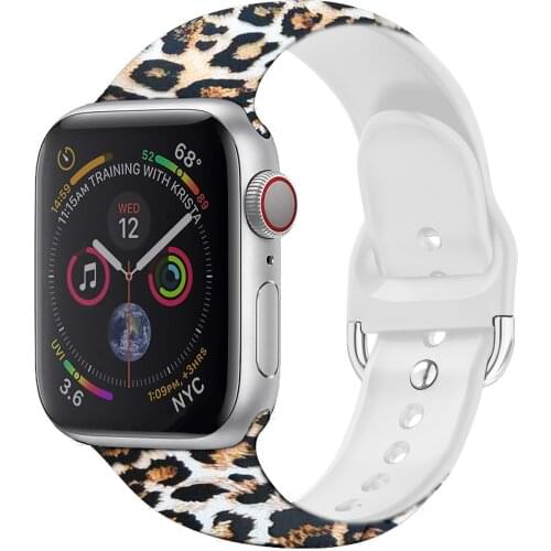 Silicone Strap for Apple Watch Band Printed Pattern 44mm 40mm 38mm 42mm Spot Fashion Bands for Iwatch 6 5 4 3 Bracelet Belt Loop