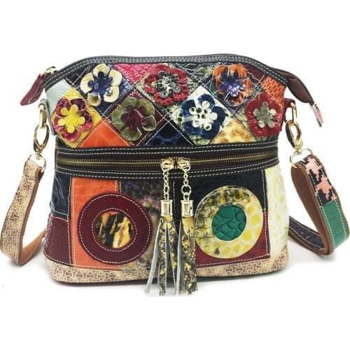 Luxury Fashion Retro Genuine Leather Cowhide Snake Pattern Handbag Designer Shoulder Bag Rainbow Strap Tassel Female Bag