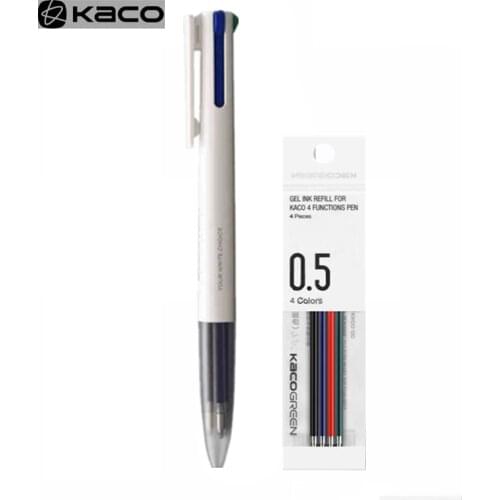 KACOGREEN EASY 4 Functions Pen Multifunction Pens 0.5mm Refill Black Blue Red Green Refill Gel Pen for Office School/OEM Refill