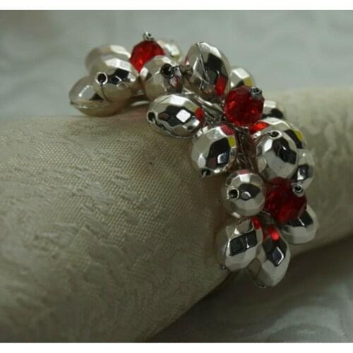 Silver acrylic flower napkin ring, wholesale crystal beaed napkin holder
