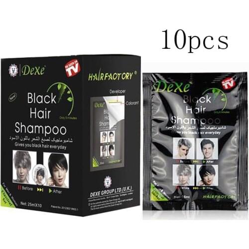Dexe Black Hair Shampoo Only 5 Minutes Grey Hair Removal Dye Hair Coloring Cream Building Fibers Hair Care Free shipping