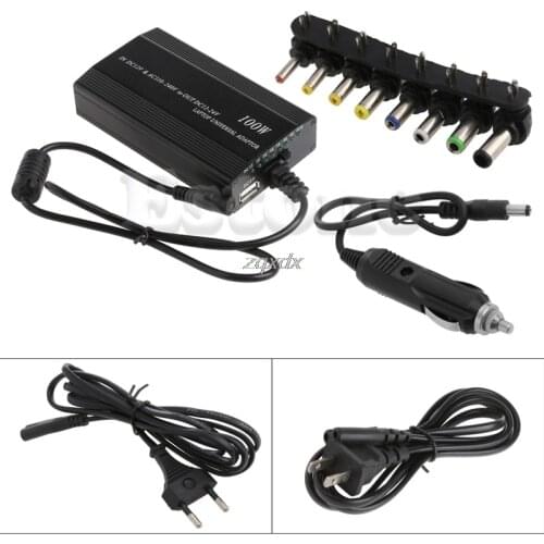 Universal 8xTip Connectors AC/DC To DC Inverter Car Charger Power Supply Adpter With Car Charger Adapter Cord For Laptop EU Plug