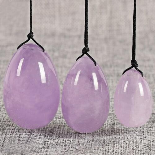 Yoni Egg Drilled 3 Size Natural Amethyst Crystal Jade Massager Healing Stone Kegel Exerciser Reiki Veginal ben wa balls