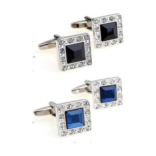 20pairs/lot Elegant Crystal Cufflink Blue Black Purple Glass Cutting Cuff Links Business Style Mens Jewelry Wholesale