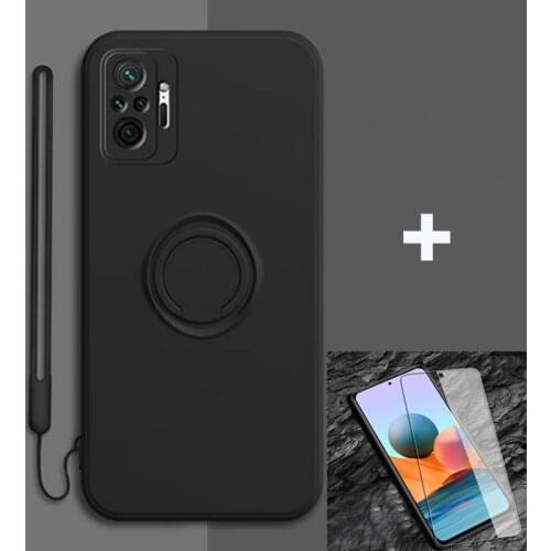 2 in 1 Screen Protector Glass Film and Case For XiaoMi Redmi Note 10 Pro Case Redmi Note 10 Pro Max Soft TPU Liquid Cover Casing