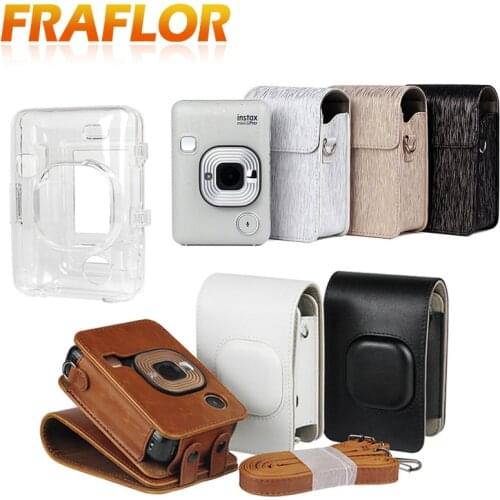 For Fujifilm Instax Mini Liplay Camera Bag Streamer Drawing Brushed Protective Sleeve Premium PU Leather Bag with Shoulder Strap