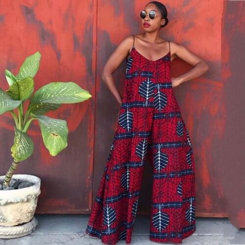 Polyester African Dresses For Women 2021 New Ladies Dashiki Print O-Collar Ankara Style Trousers Fashion Robe Africaine Jumpsuit