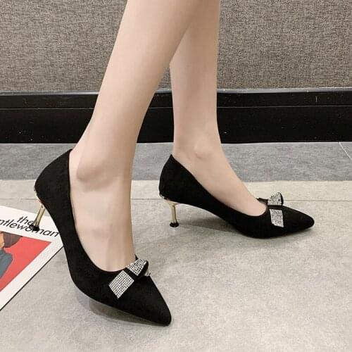 2020 Womens Spring Heel Shoes Pointed shallow mouth non-slip wear-resistant simple wild comfortable office womens shoes U28-03