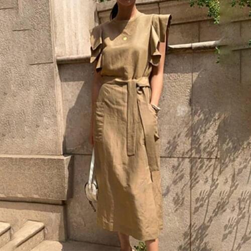 Elegant Sleeveless Summer Dress Ruffle Maxi Long Dress With Belt 2021 Women Bohemian Sundress Party Vestido Plus Size Robe