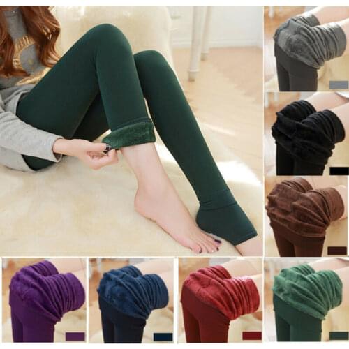 Winter Fleece Legging Pants High Waist Women Leggings Inside Thicken Fur Warm Leggings Female Velvet Leggings