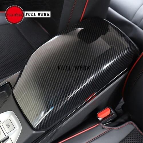 1pc ABS Chrome Car Armrest Box Cover Central Storage Box Cap Sticker for Hyundai Tucson 19 Accessories Carbon Fiber Look