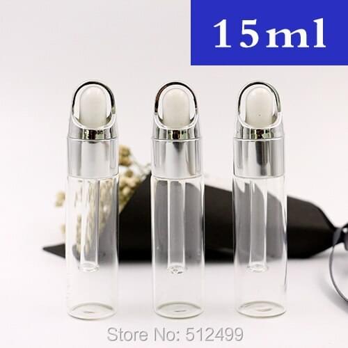 10-100pcs 15ml clear glass essential oil bottle perfume Refillable Test tube bottle silver flower basket cover dropper bottle
