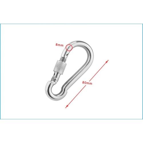10*M8*80mm Multifunctional 304 Stainless Steel Spring Snap Carabiner Quick Link Lock Ring Hook snap shackle Chain Fastener Hook