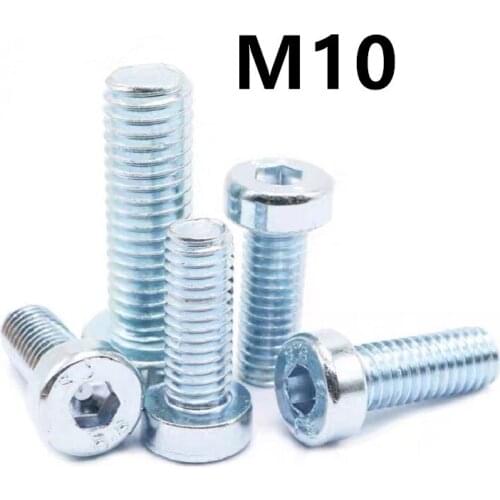 10PCS M10x16/20/25/30/35/40/45/60mm 8.8 Galvanized DIN7984 Hex Hexagon Socket Thin Low Short Profile Head Allen Cap Screw Bolt