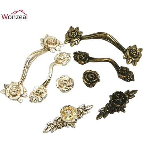 2PCS European Antique Handle Cabinet Drawer Knobs Zinc Alloy Dresser Cupboard Wardrobe wooden Box Furniture Pulls
