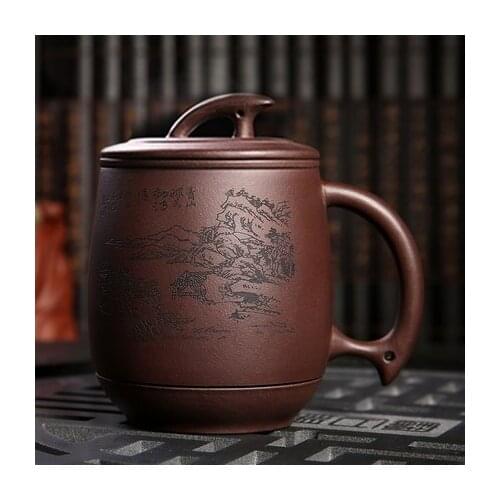 2018 Yixing Zisha teapot tea cup full handmade liner filter Kung Fu with cover cups 375ml