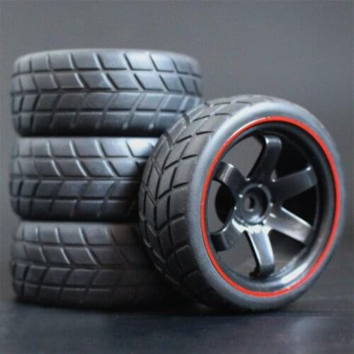 4pcs 1/10 On-Road Car Tires 26*64MM Plastic Wheel Rim Rubber Tyre 701A for HSP Tamiya HPI Kyosho Sakura 94122 94123 D3 D4 tt02