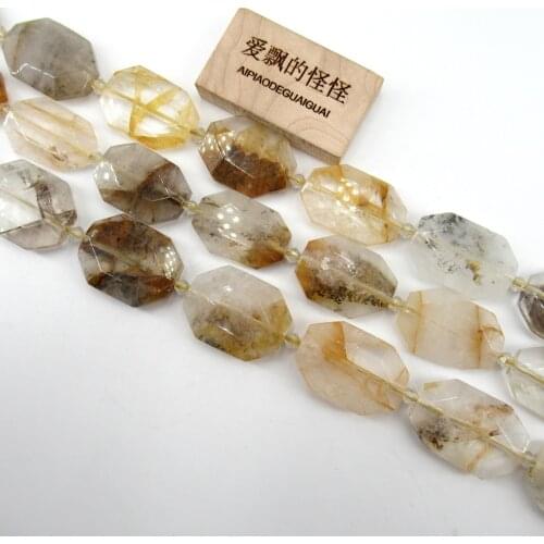 APDGG Natural Cacoxenite Slice Faceted Nugget Gemstone Loose Beads 15" Strands Jewelry Making DIY