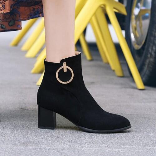 Large short boots womens boots 41-43 thick heels 40-42 spring and autumn winter 44 45 46 womens shoes