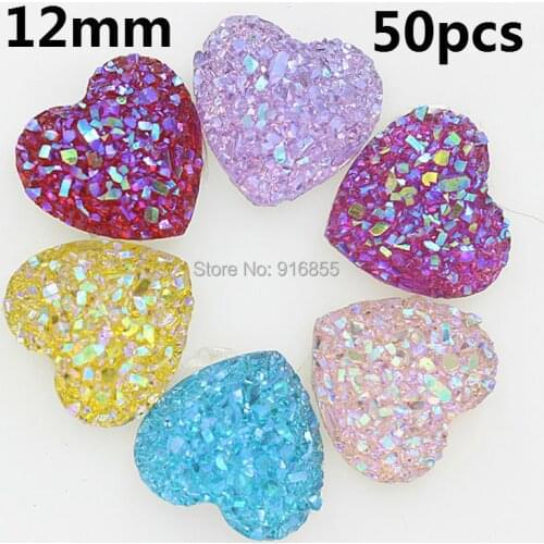 Free shipping Fashion mixed color 12mm 50pcs AB Flatback Resin Heart Stone beads, flatback resin rhinestone for DIY deco