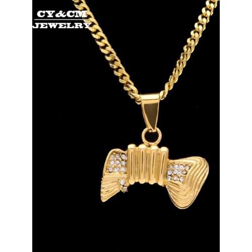 CY&CM Mens Stainless Steel Hip Hop Hand Holding Dollar Coin Pendant Jewelry Iced Out Rhinestone Bling Women Necklace Gold Chain