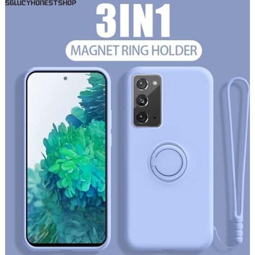 Finger Ring Liquid Silicone Case For Samsung S20 Plus S20 Ultra S21 Plus S21 Ultra Note 20 Ultra Magnetic Car Holder Stand Cover