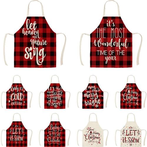 Christmas Tree New Year Kitchen Aprons for Woman Man Home Cooking Baking Shop Cleaning Cotton Linen Apron WQi852