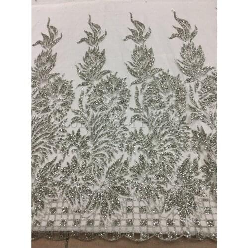 JRB-81109 glued glitter Nigerian tulle lace fabric with nice flowers glued glitter african tulle net lace fabric silver color