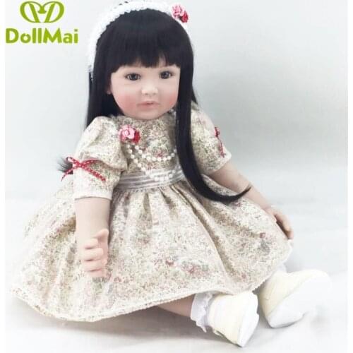 60cm Silicone Reborn Girl Baby Doll Toys Vinyl realistic Princess Toddler Babies Dolls Birthday Gift poupee reborn
