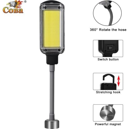 Coba LED Work Light Powerful Portable Lantern Hook Magnet Camping Lamp COB USB Rechargeable 18650 Flashlight Torch Waterproof