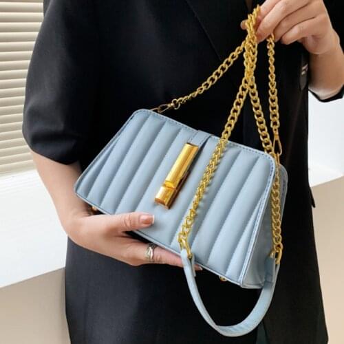 Embroidery thread PU Leather Small Flap Crossbody Bags 2021 Women Brand Luxury Lady Fashion Chain Shoulder Handbags and Purses