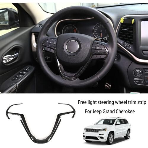 Carbon Fiber Steering Wheel Cover Trim For Jeep Cherokee Grand Cherokee 2014+ 1X