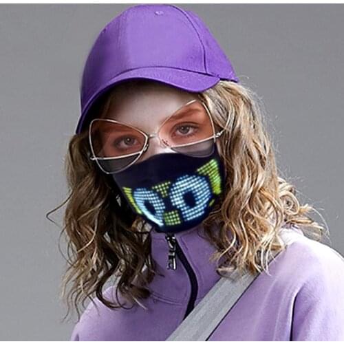 New Full Color Bluetooth Led Luminous Ice Silk Can Clean Face Mask,Built-in Waterproof Rgb Led Screen,Can Light Up Diy Animation