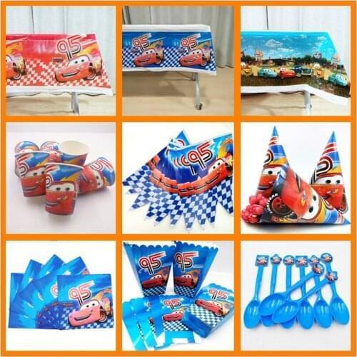 Disney Cars Happy Birthday Party Supplies Decoration Disposable Tableware Tablecloth Plates Favors Gifts