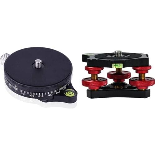 Camera Pan Base with Arca Swiss Style Plate with LP-64 3/8 Inch Screw Tripod Leveling Base with 3 Adjustment Dials