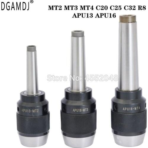 1pcs Morse chuck MT2 MT3 MT4 C20 C25 C32 R8 APU13 APU16 7/16 M10 tool holder self tightening drill chuck for drilling machine