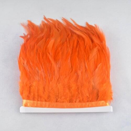 1yard 8-10cm Orage saddle rooster feather stripe trim cock feathers decoration quality clothing making feathers for crafts party