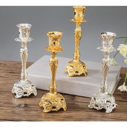 2Pcs Candelabra Candle Stick Holder Table Centerpiece Party Metal Pillar Candle Holder Candlestick Wedding Decor Silver/Gold