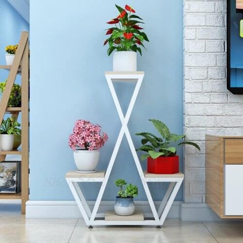 Simple modern multi-layer wrought iron flower stand floor-standing living room European creative indoor plant racks