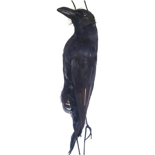 17 IN Simulation Crow Realistic Hanging Crow Props Black Feathered Crow Bird Mold Animal Ornaments Garden Decoration
